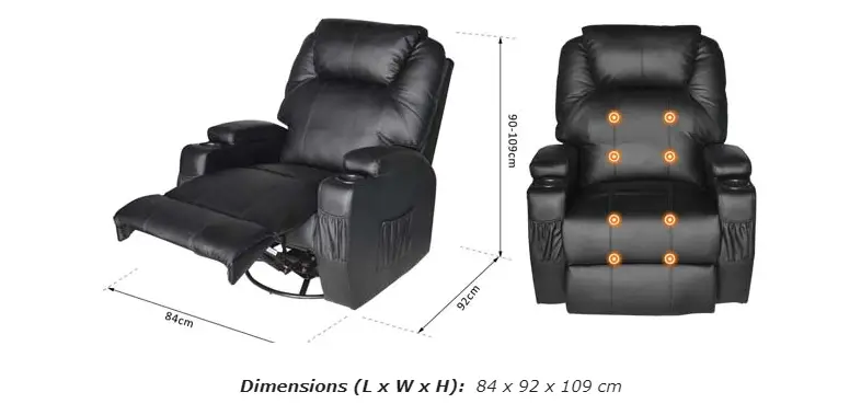 HOMCOM Luxury Heated Vibrating Recliner Chair PU Best Electric Massage Chair